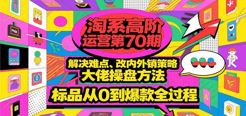 淘系高阶运营第70期，解决难点、改内外销策略，大佬操盘方法，标品从0到爆款全过程-网赚联盟