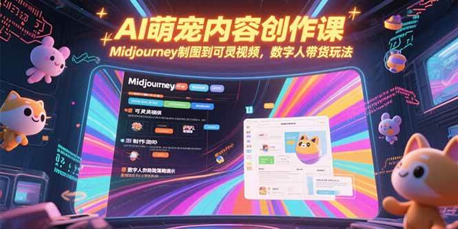 （15311期）AI萌宠内容创作课，Midjourney制图到可灵视频，数字人带货玩法-网赚联盟