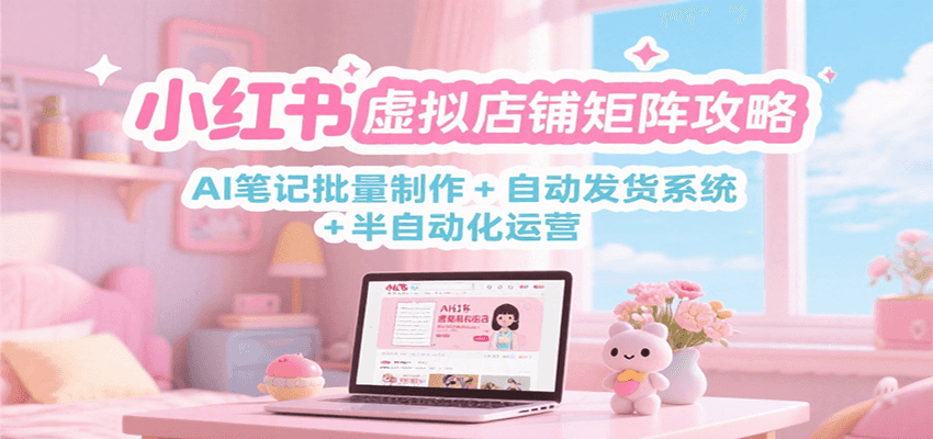 小红书虚拟店铺矩阵攻略：AI笔记批量制作 + 自动发货系统 + 半自动化运营-网赚联盟