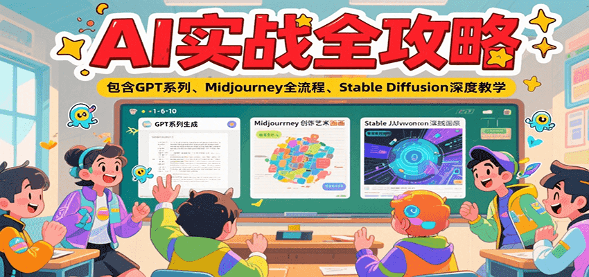 AI实战全攻略，包含GPT系列、Midjourney全流程、Stable Diffusion深度教学-网赚联盟