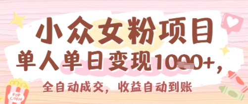 小众女粉项目，单人单日变现多张，全自动成交，无需维护，收益自动到账-网赚联盟