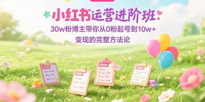 （15318期）小红书运营进阶班：30w粉博主带你从0粉起号到10w+变现的完整方法论-网赚联盟