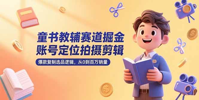 （15326期）童书教辅赛道掘金，账号定位拍摄剪辑，爆款复制选品逻辑，从0到百万销量-网赚联盟