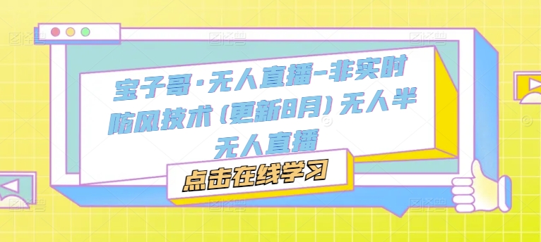 宝子哥·无人直播-非实时防风技术(更新25年7月)无人半无人直播-网赚联盟