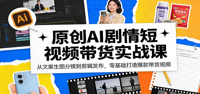 原创AI剧情短视频带货实战课：从文案生图分镜到剪辑发布，零基础打造爆款带货视频-网赚联盟