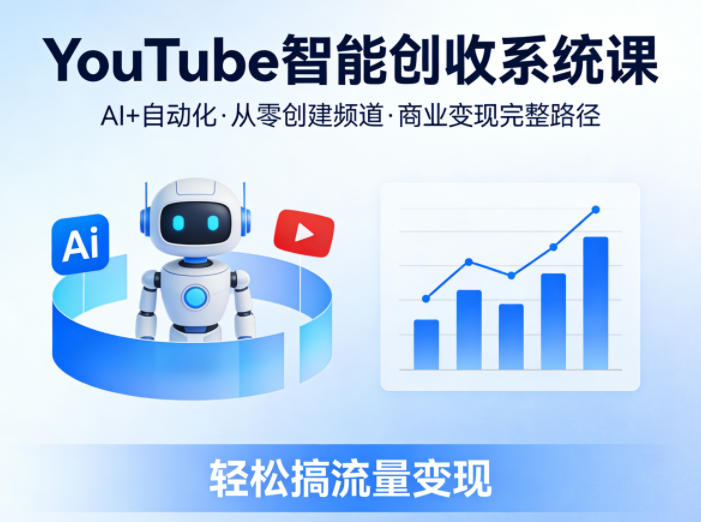 YouTube智能创收系统课，AI+自动化，从零创建YouTube频道并实现商业变现的完整路径，轻松搞流量变现-网赚联盟