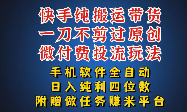 最新黑科技快手搬运带货方法，手机就能操作，轻松带你日入四位数【揭秘】-网赚联盟