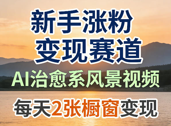 AI治愈系风景视频，新手涨粉变现赛道，橱窗变现每天2张，副业必备-网赚联盟