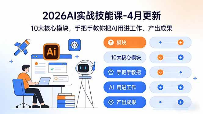（17941期）2026AI实战技能课-4月更新：10大核心模块，手把手教你把AI用进工作、产出成果-网赚联盟