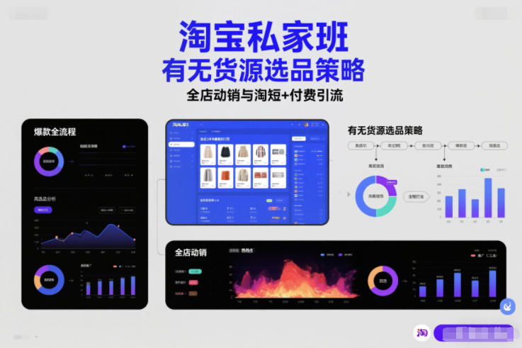 淘宝私家班，有无货源选品策略，高成功率爆款全流程打法，全店动销与淘短+付费引流（更新2026年4月9日）-网赚联盟