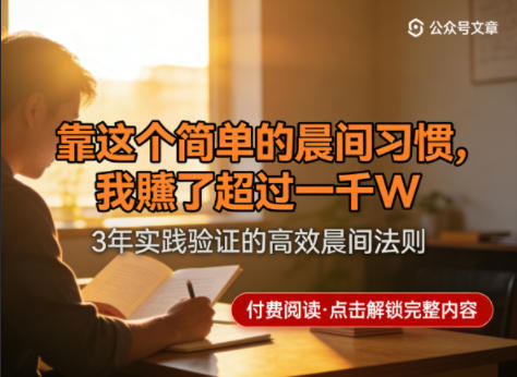 某公众号付费文章：靠这个简单的晨间习惯，我賺了超过一千W-网赚联盟
