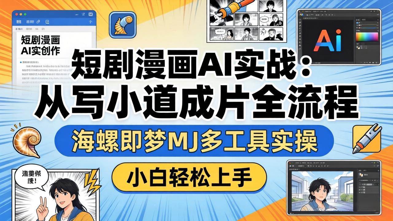 （17945期）短剧漫画AI实战：从写小说到成片全流程，海螺即梦MJ多工具实操，小白轻松上手-网赚联盟