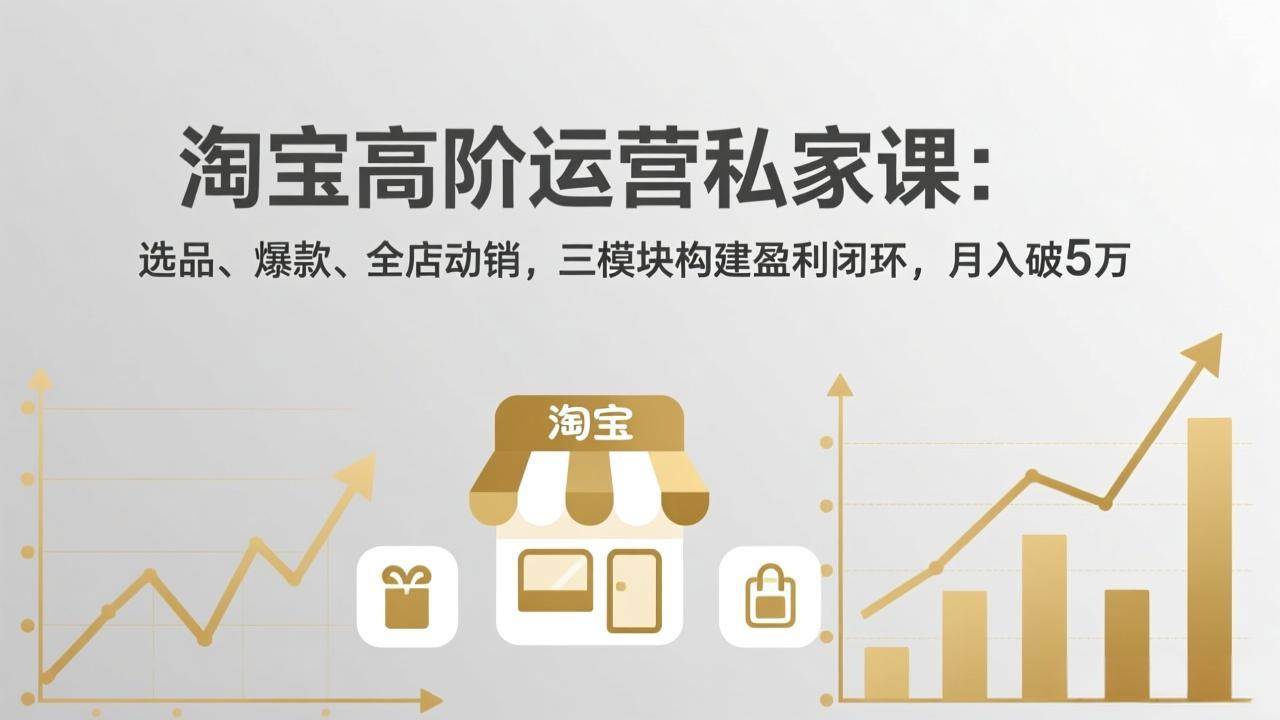 （17944期）淘宝高阶运营私家课（更新26年4月）：选品、爆款、全店动销，三模块构建盈利闭环，月入破5万-网赚联盟