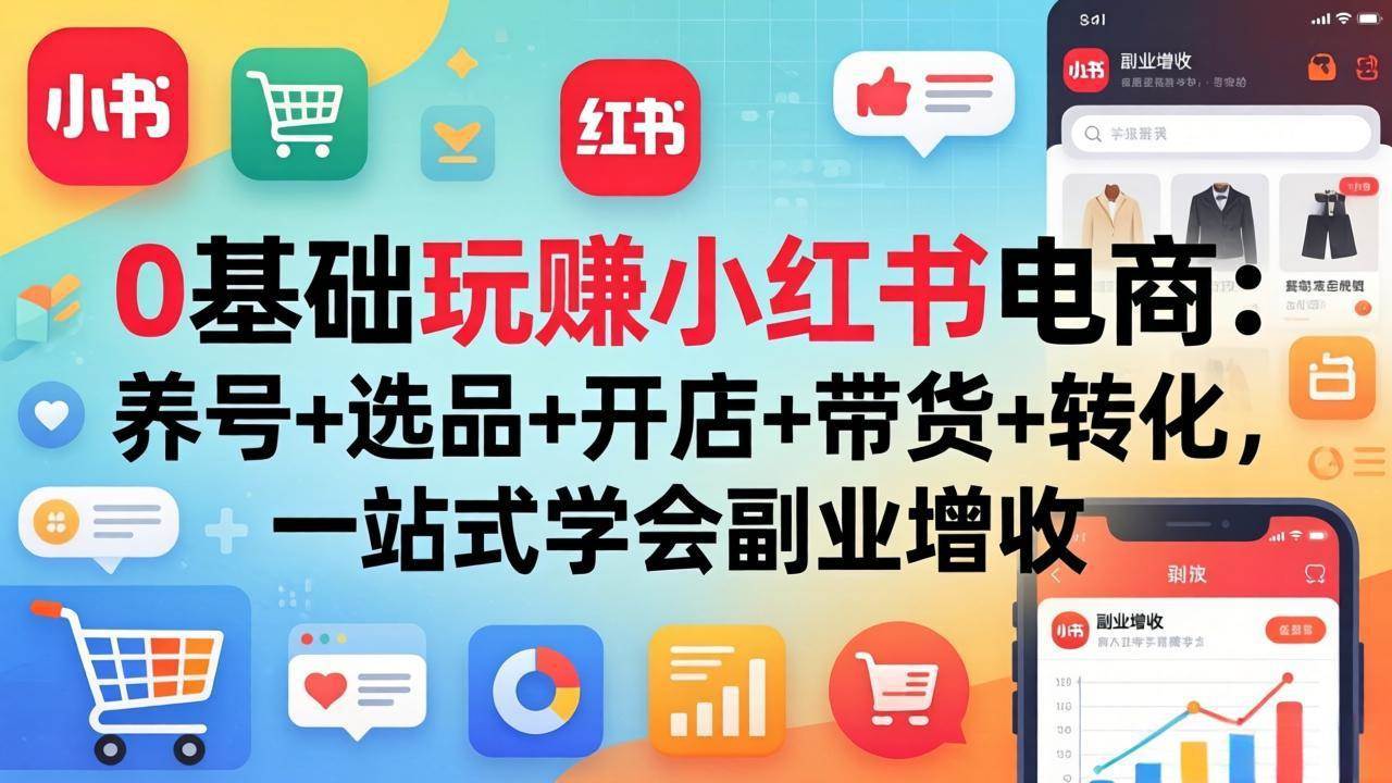 （17949期）0基础玩赚小红书电商：养号+选品+开店+带货+转化，一站式学会副业增收-网赚联盟