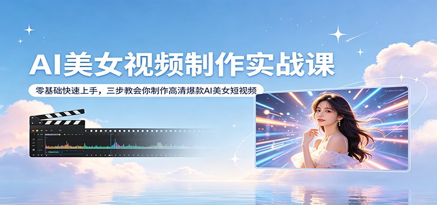 AI美女视频制作实战课：零基础快速上手，三步教会你制作高清爆款AI美女短视频-网赚联盟