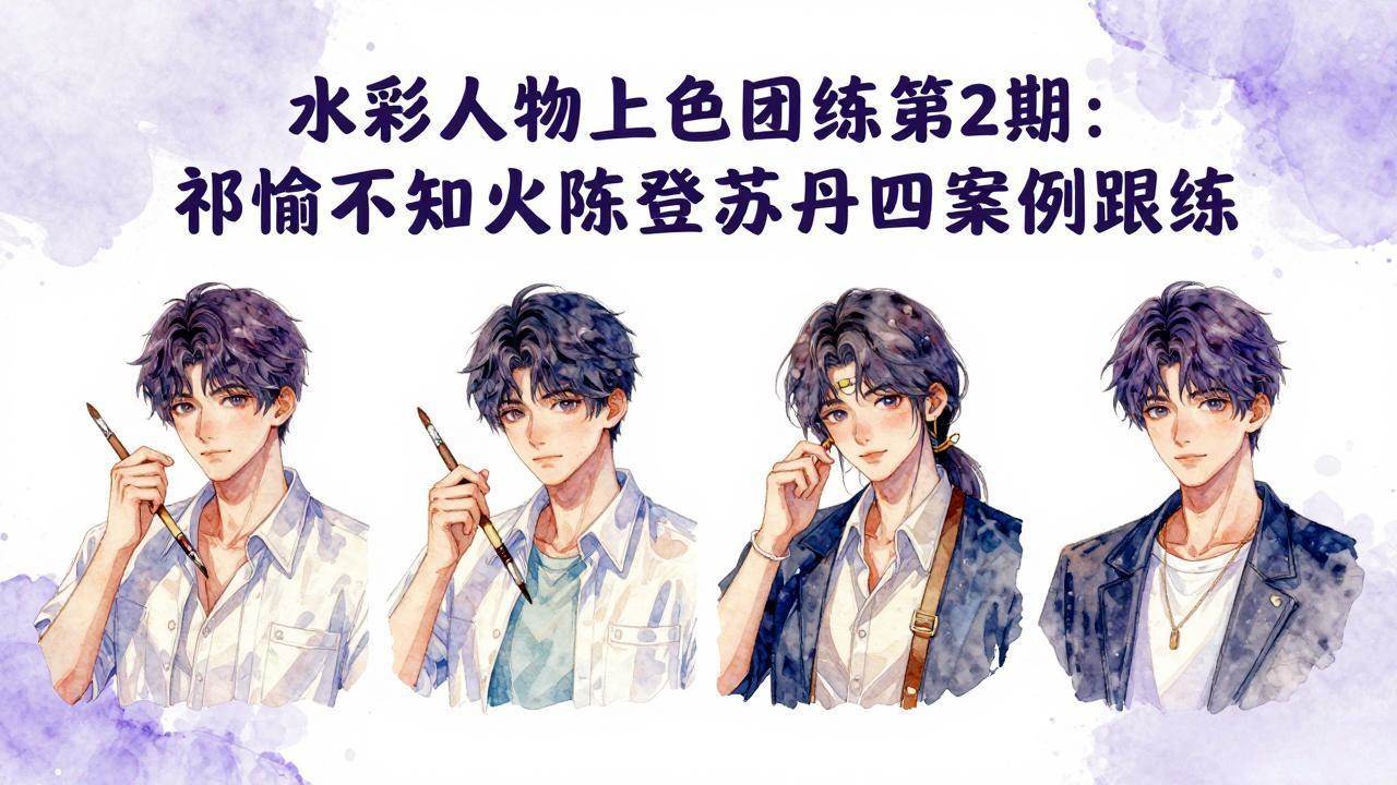 （17954期）水彩人物上色团练第2期：祁煜不知火陈登苏丹四案例跟练，手把手提升绘画能力-网赚联盟