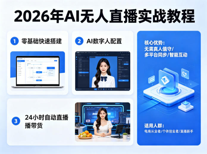 2026年AI无人直播实战教程，零基础也能快速搭建AI数字人无人直播间，实现24小时自动直播带货-网赚联盟