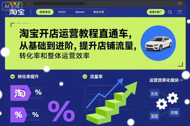 淘宝开店运营教程直通车，从基础到进阶，提升店铺流量，转化率和整体运营效率（更新26年4月10日）-网赚联盟