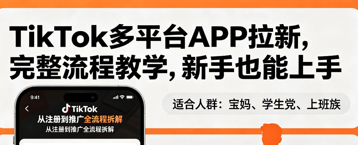 TikTok多平台APP拉新，完整流程教学，新手也能上手，轻松出海搞美金-网赚联盟