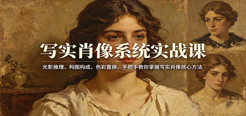 写实肖像系统实战课：光影推理、构图构成、色彩置换，手把手教你掌握写实肖像核心方法-网赚联盟