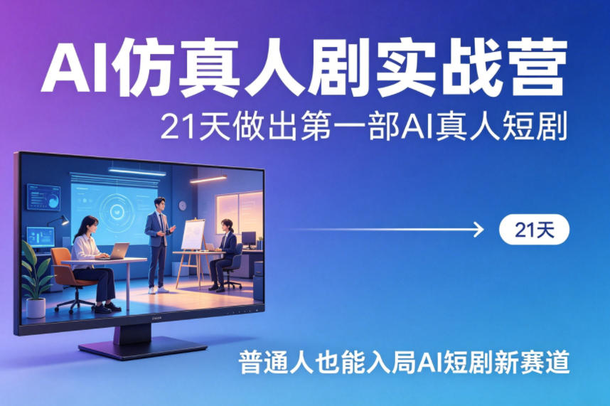 AI仿真人剧实战营，21天做出第一部AI真人短剧，普通人也能入局AI短剧新赛道-网赚联盟