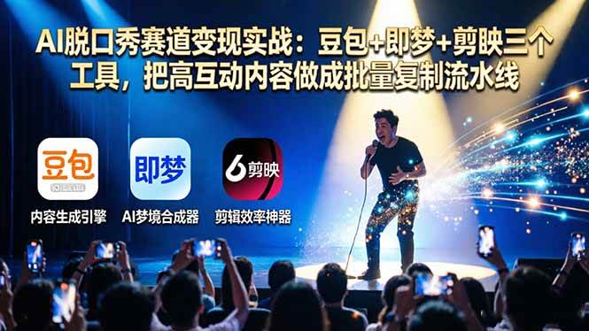 （17990期）AI脱口秀赛道变现实战：豆包+即梦+剪映三个工具，把高互动内容做成批量复制流水线-网赚联盟
