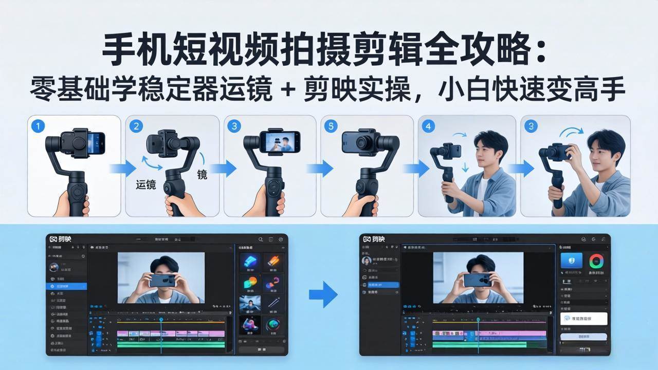 （18003期）手机短视频拍摄剪辑全攻略：零基础学稳定器运镜 + 剪映实操，小白快速变高手-网赚联盟