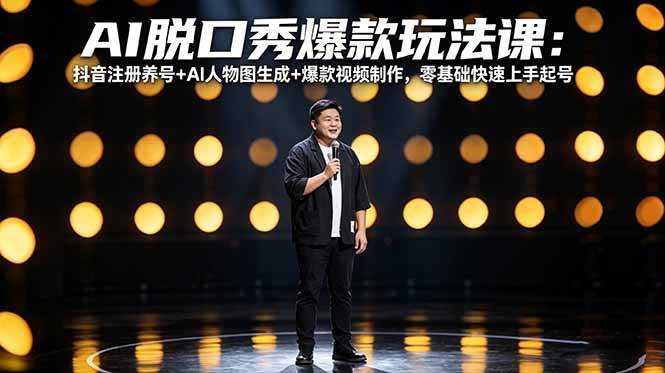 （18012期）AI脱口秀爆款玩法课：抖音注册养号+AI人物图生成+爆款视频制作，零基础快速上手起号-网赚联盟