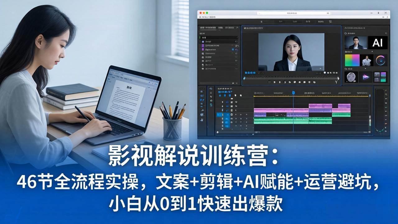 （18053期）影视解说特训营：46节全流程实操，文案+剪辑+AI赋能+运营避坑，小白从0到1快速出爆款-网赚联盟
