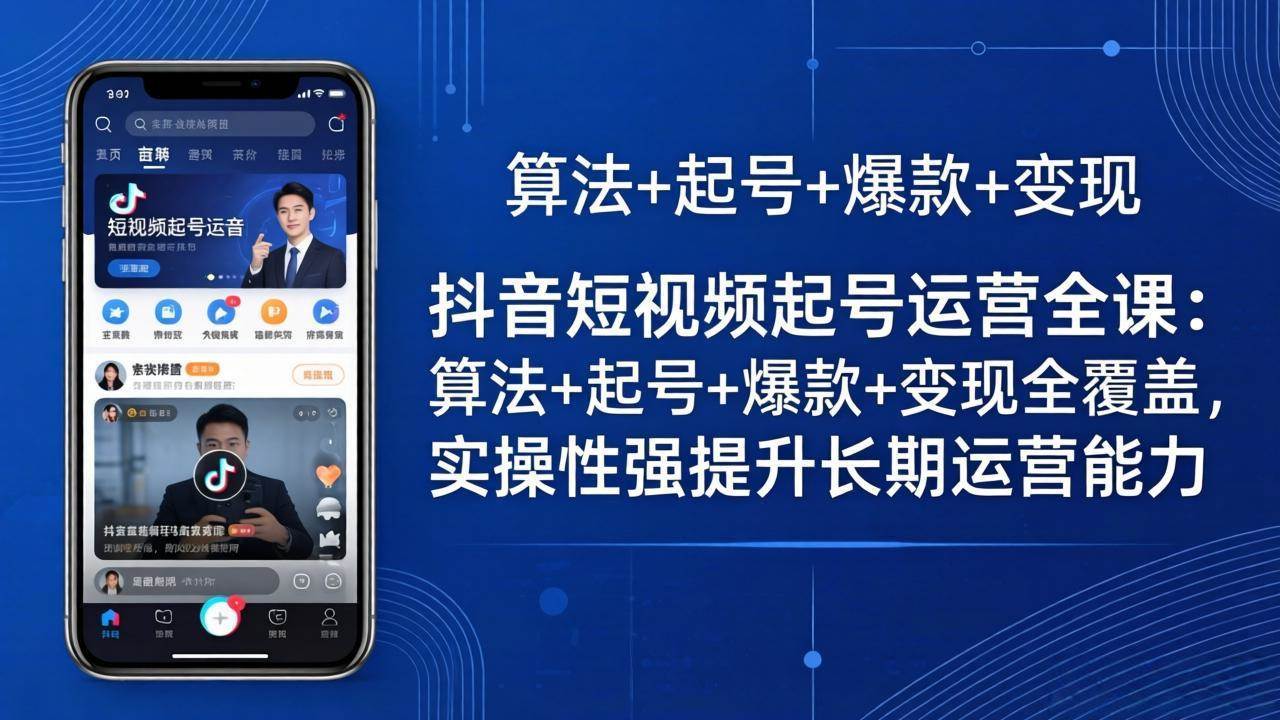 （18071期）抖音短视频起号运营全课：算法+起号+爆款+变现全覆盖，实操性强提升长期运营能力-网赚联盟