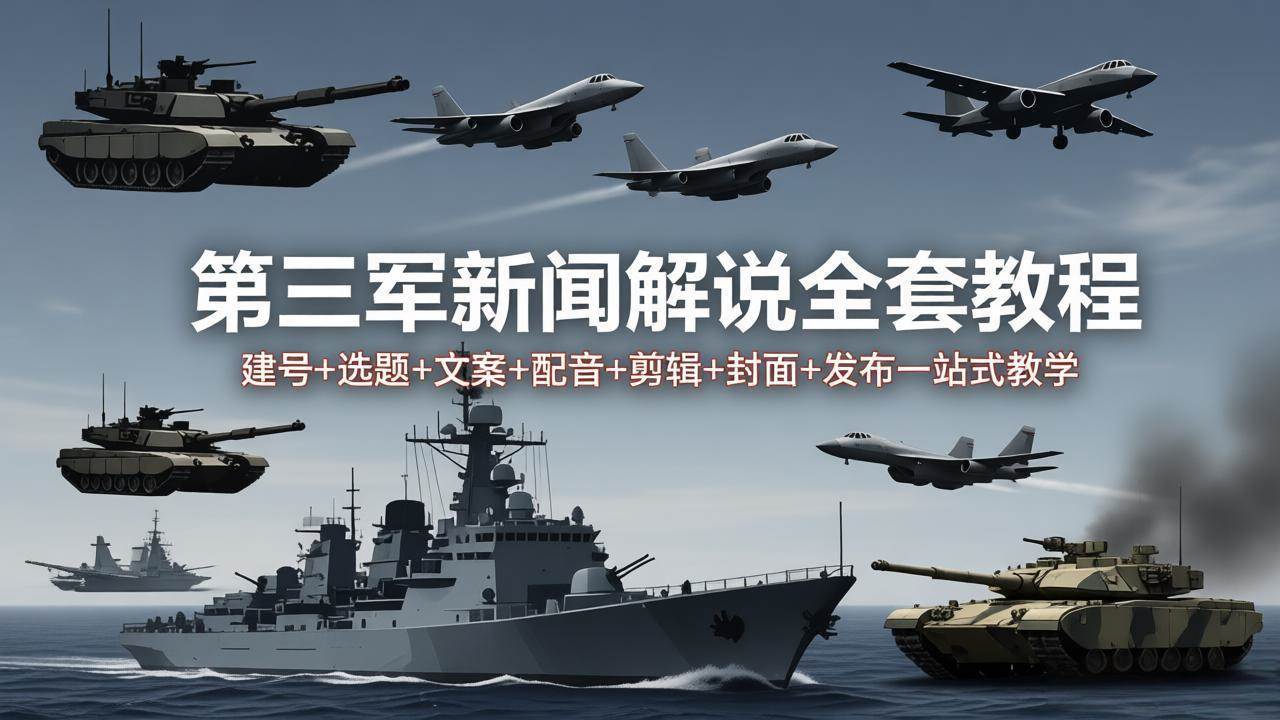 （18081期）第三军迷新闻解说全套教程：建号+选题+文案+配音+剪辑+封面+发布一站式教学-网赚联盟