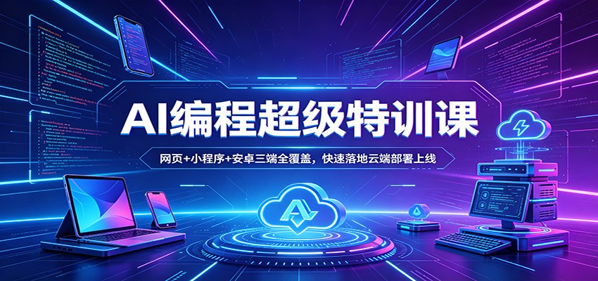 AI编程超级特训课：网页+小程序+安卓三端全覆盖，快速落地云端部署上线-网赚联盟