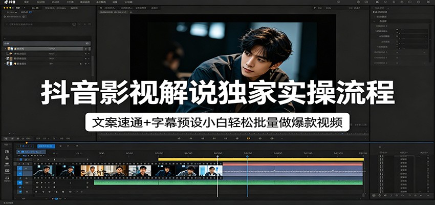 抖音影视解说独家实操流程，文案速通+字幕预设小白轻松批量做爆款视频-网赚联盟