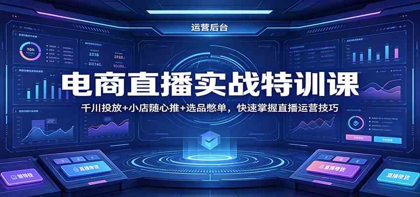 电商直播实战特训课：千川投放+小店随心推+选品憋单，快速掌握直播运营技巧-网赚联盟