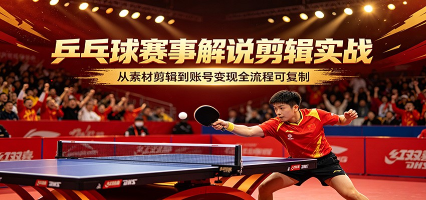 乒乓球赛事解说剪辑实战，从素材剪辑到账号变现全流程可复制-网赚联盟