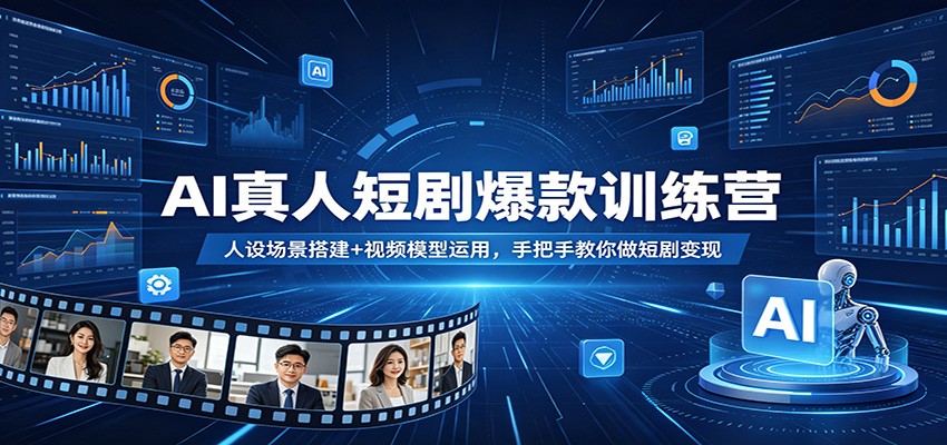 AI真人短剧爆款训练营：人设场景搭建+视频模型运用，手把手教你做短剧变现-网赚联盟