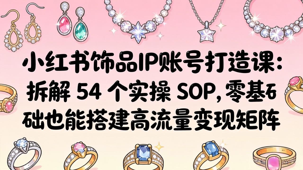 小红书饰品IP账号打造课：拆解 54 个实操 SOP，零基础也能搭建高流量变现矩阵-网赚联盟