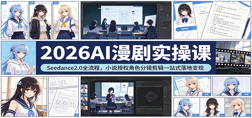 2026AI漫剧实操课：Seedance2.0全流程，小说授权角色分镜剪辑一站式落地变现-网赚联盟