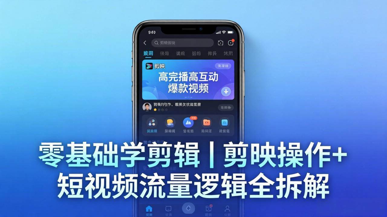 （18117期） 【零基础学剪辑】剪映操作+短视频流量逻辑全拆解｜手把手教你剪出高完播高互动爆款视频-网赚联盟