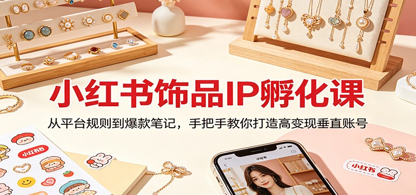 小红书饰品IP孵化课：从平台规则到爆款笔记，手把手教你打造高变现垂直账号-网赚联盟