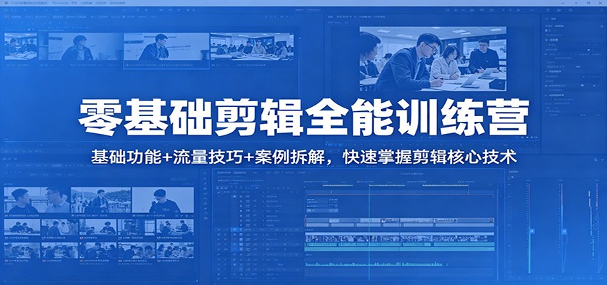 零基础剪辑全能训练营：基础功能+流量技巧+案例拆解，快速掌握剪辑核心技术-网赚联盟