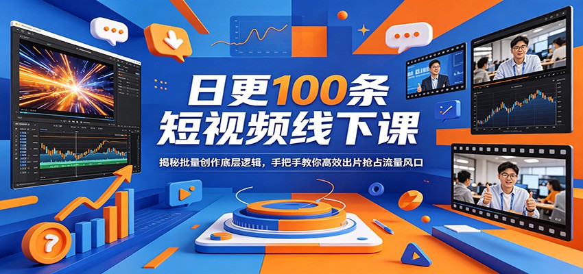 日更100条短视频线下课：揭秘批量创作底层逻辑，手把手教你高效出片抢占流量风口-网赚联盟