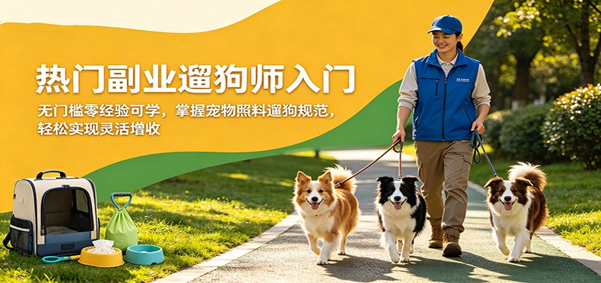 热门副业遛狗师入门，无门槛零经验可学，掌握宠物照料遛狗规范，轻松实现灵活增收-网赚联盟