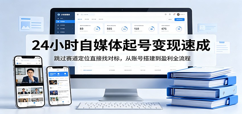 24小时自媒体起号变现速成，跳过赛道定位直接找对标，从账号搭建到盈利全流程-网赚联盟