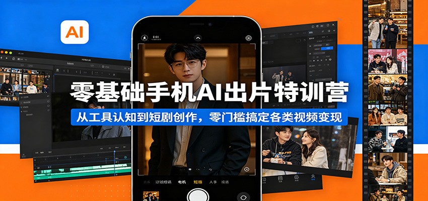 零基础手机AI出片特训营：从工具认知到短剧创作，零门槛搞定各类视频变现-网赚联盟