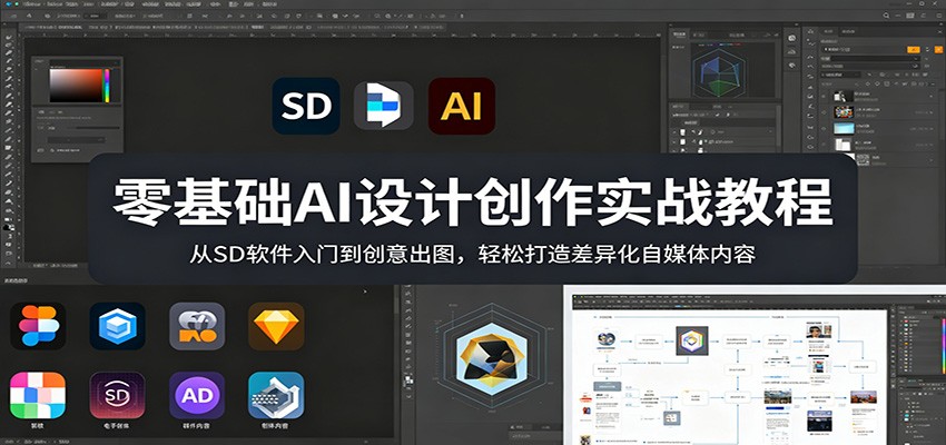 零基础AI设计创作实战教程：从SD软件入门到创意出图，轻松打造差异化自媒体内容-网赚联盟