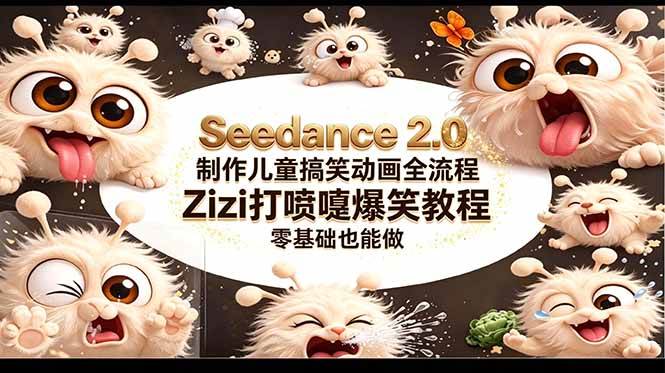 （18211期）Seedance 2.0 制作儿童搞笑动画全流程Zizi打喷嚏爆笑教程｜零基础也能做-网赚联盟