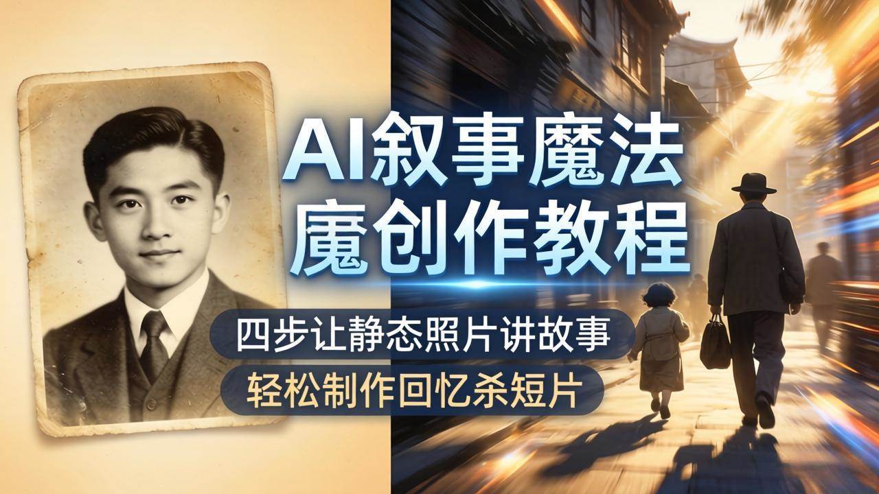 （18208期）AI叙事魔法创作教程，四步让静态照片讲故事，老照片修复加动态特效，轻松制作回忆杀短片-网赚联盟