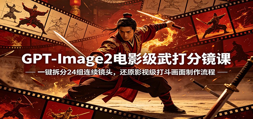 GPT-Image2电影级武打分镜课：一键拆分24组连续镜头，还原影视级打斗画面制作流程-网赚联盟