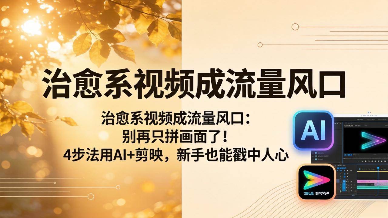 （18219期）治愈系视频成流量风口：别再只拼画面了！4步法用AI+剪映，新手也能戳中人心-网赚联盟